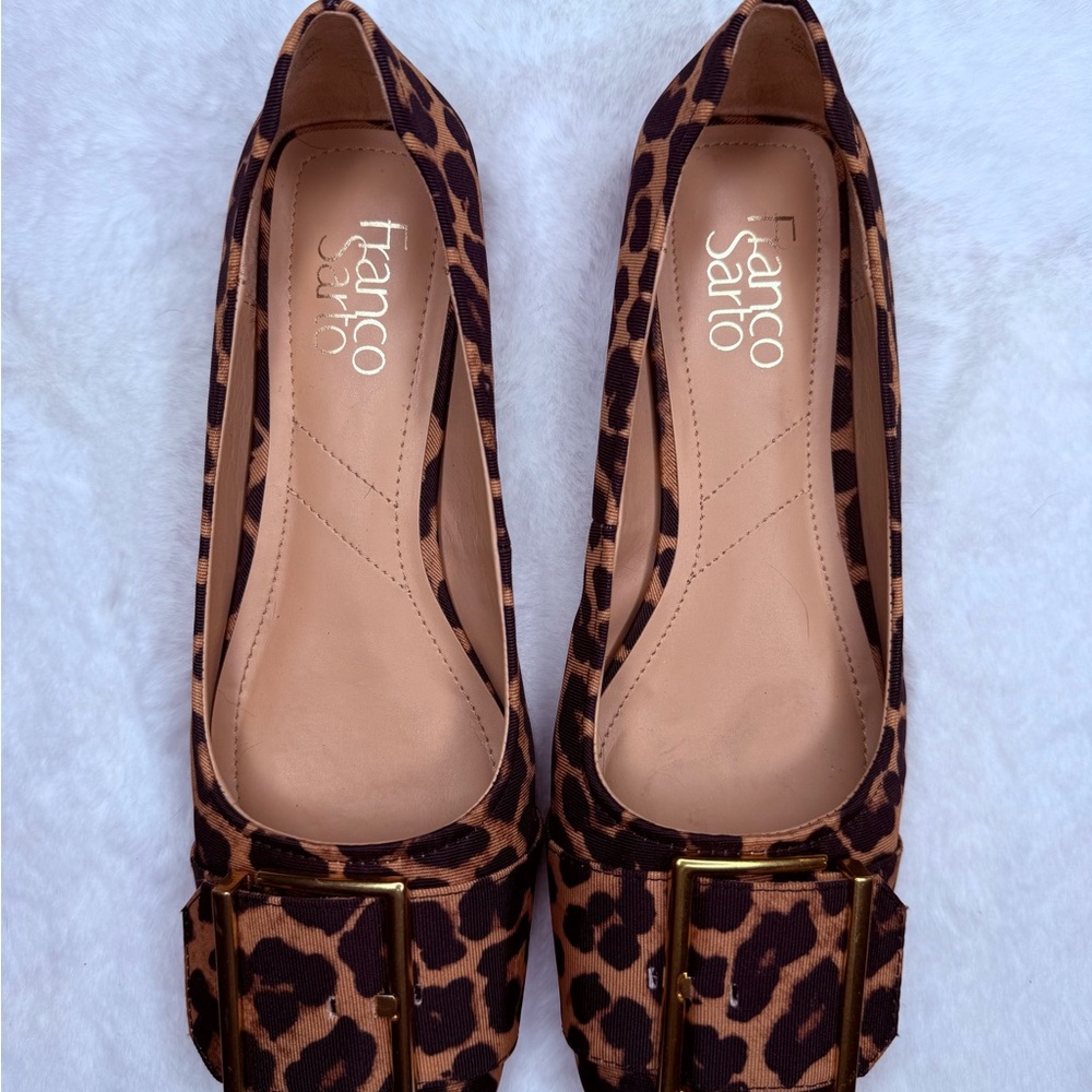 Franco Sarto Brown and Black Leopard Print Flats